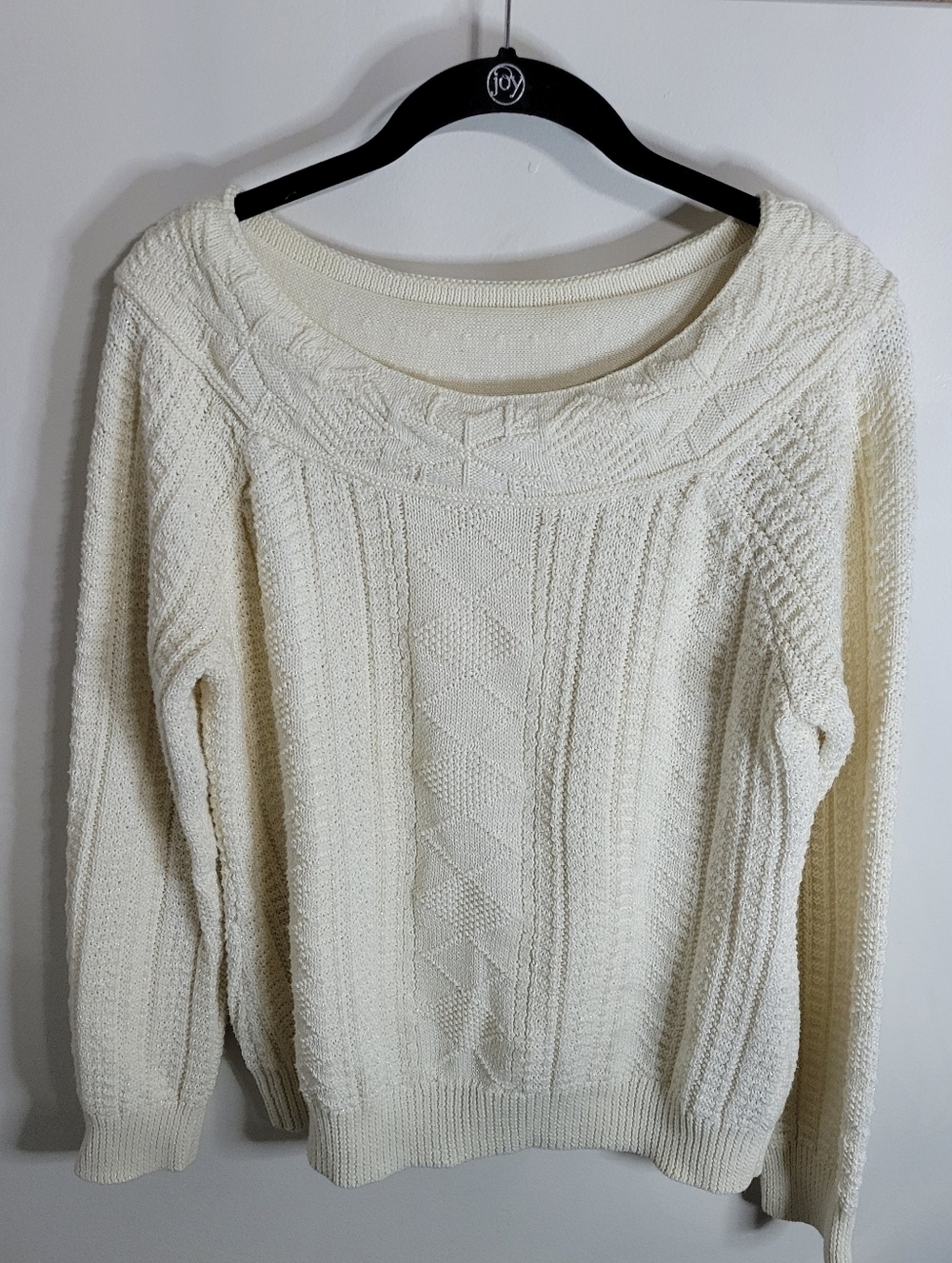 Lauren Ralph Lauren Women's Cream Cable-Knit Sweater 90% Cotton, Size L